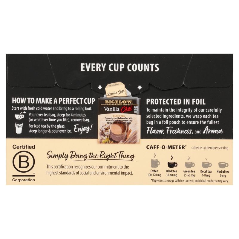 Bigelow Vanilla Chai Black Tea Bags, 20 count, 1.64 oz