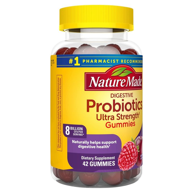 Nature Made Ultra Strength Digestive Probiotics Gummies 8 Billion CFU per Serving, 42 Count