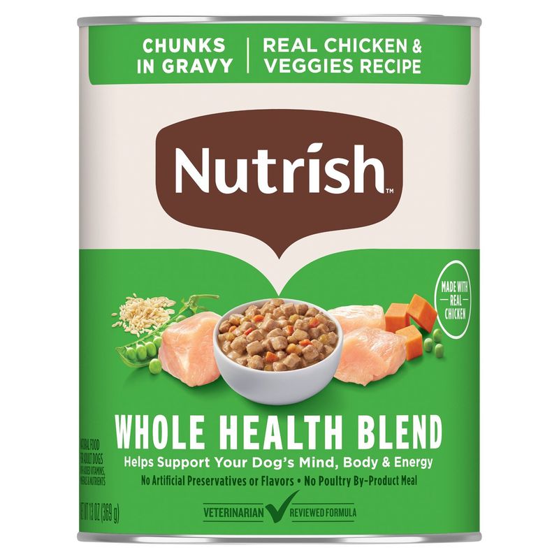 Nutrish Chunks in Gravy Real Chicken &amp; Veggies Whole Health Blend Food for Adult Dogs, 13 oz