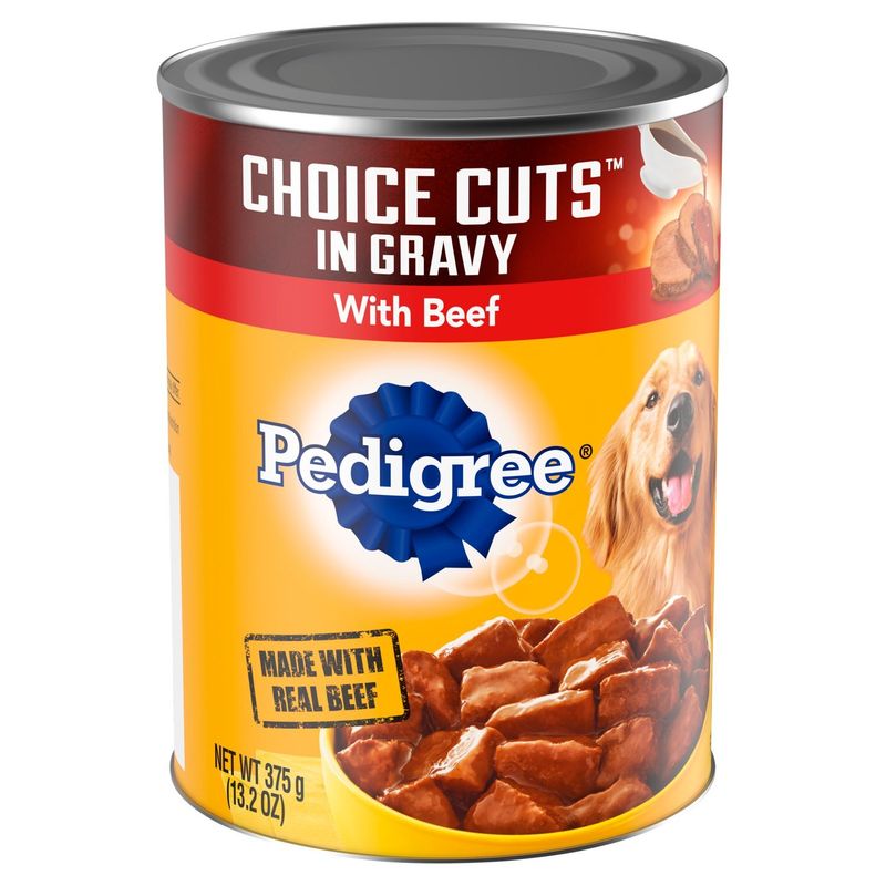 PEDIGREE CHOICE CUTS IN GRAVY Adult Canned Soft Wet Dog Food, with Beef, (12) 13.2 oz. Cans
