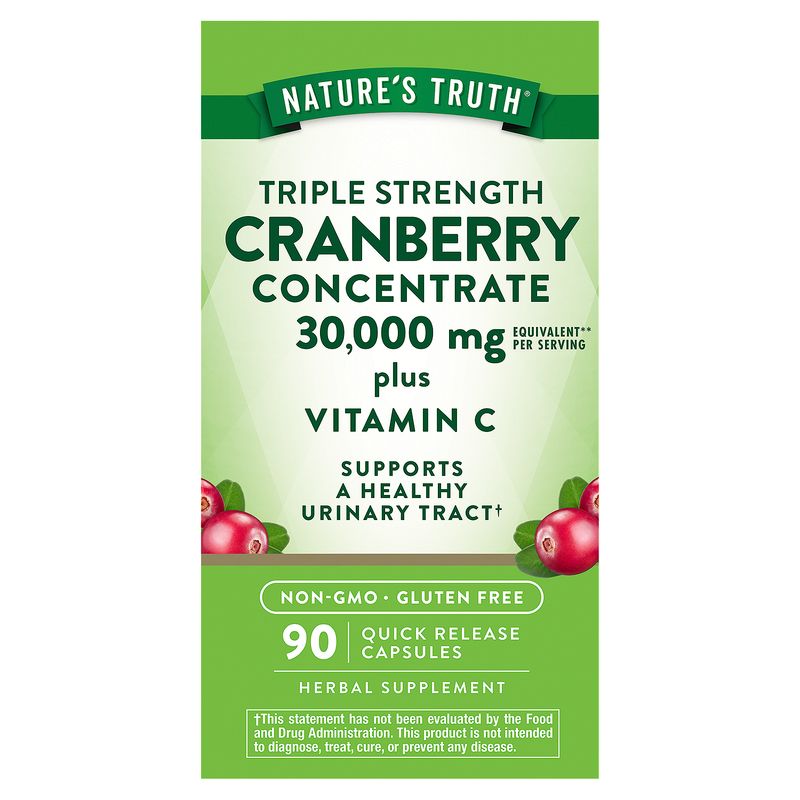 Nature's Truth Triple Strength Cranberry Concentrate Plus Vitamin C Herbal Supplement, 90 count