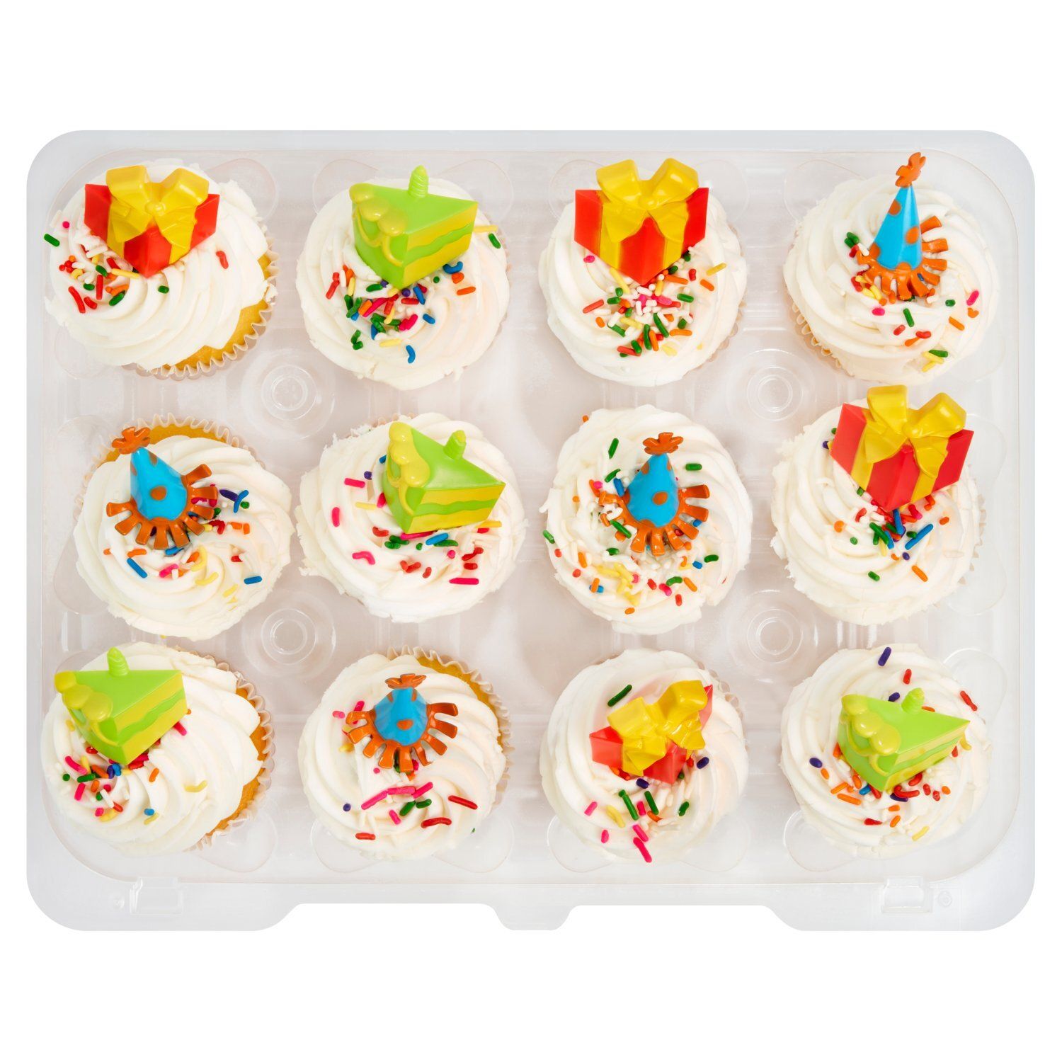 12 Pack Yellow Cupcakes W/ Vanilla Icing &amp; Picks