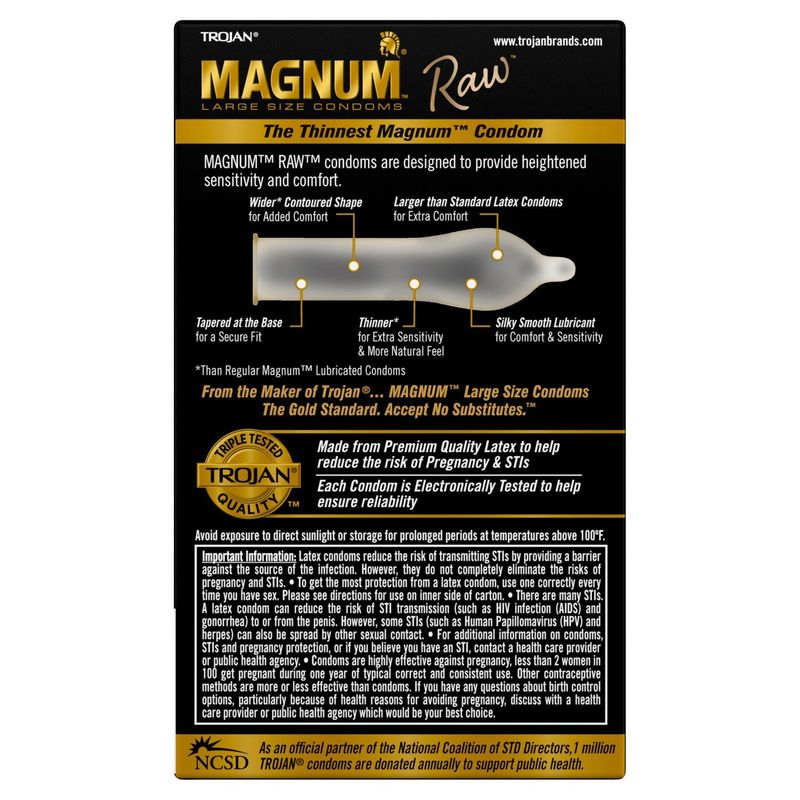 Trojan Magnum Raw Lubricated Premium Latex Condoms, 10 count