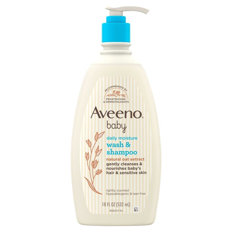 Aveeno Baby Daily Moisture Wash &amp; Shampoo, 18 fl oz