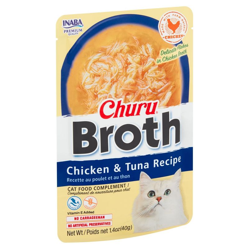 Inaba Churu Broth Chicken &amp; Tuna Recipe Cat Food Complement, 1.4 oz