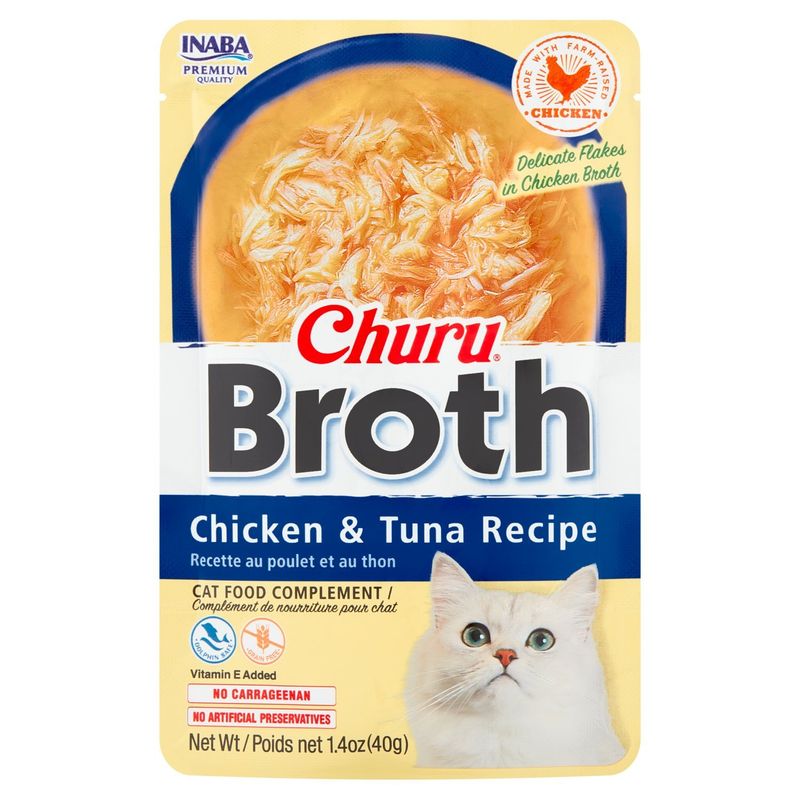 Inaba Churu Broth Chicken &amp; Tuna Recipe Cat Food Complement, 1.4 oz
