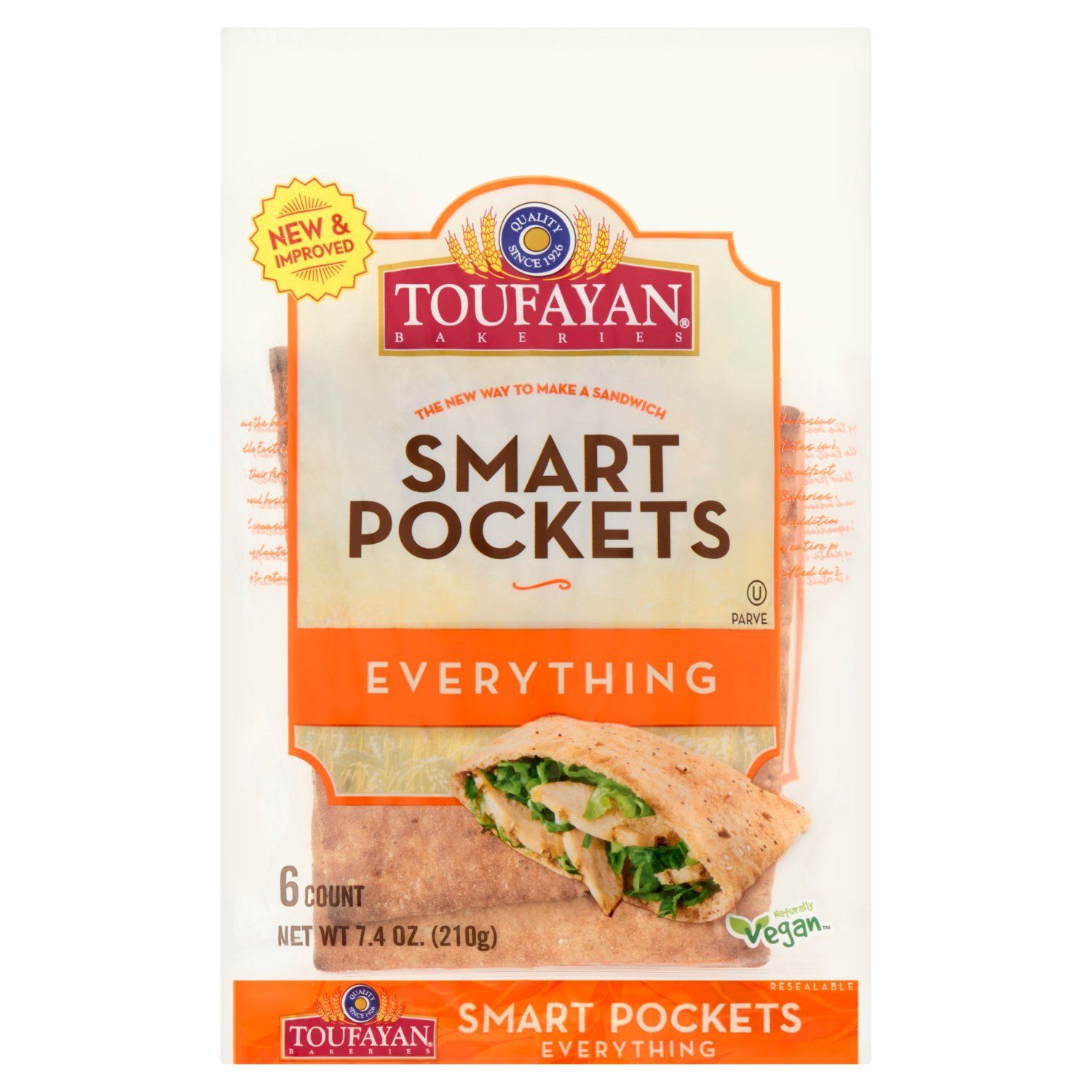 Toufayan Bakeries Everything Smart Pockets, 6 count, 7.4 oz