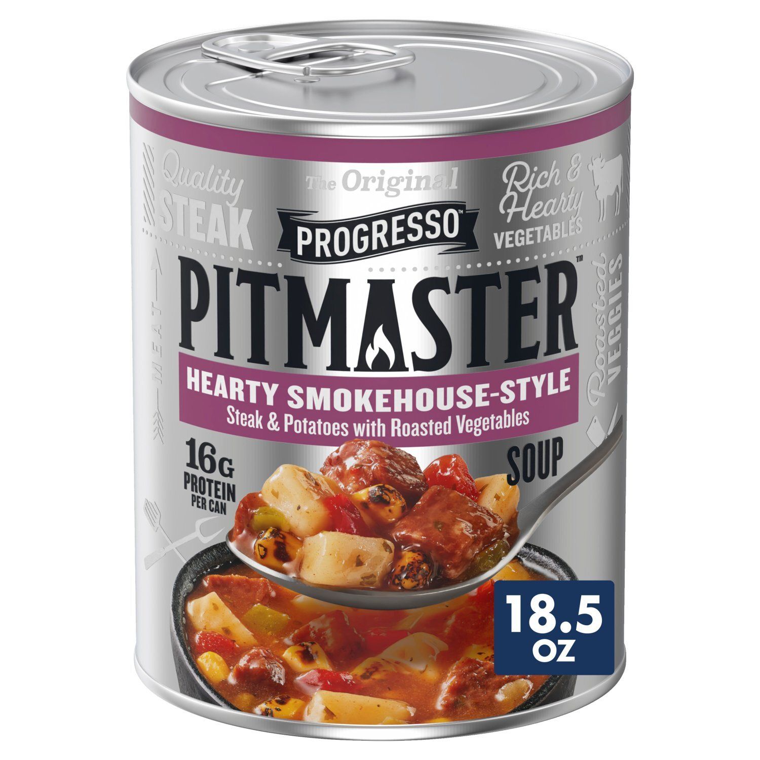 Progresso Pitmaster Hearty Smokehouse-Style Steak &amp; Potatoes with Roasted Vegetables Soup, 18.5 oz
