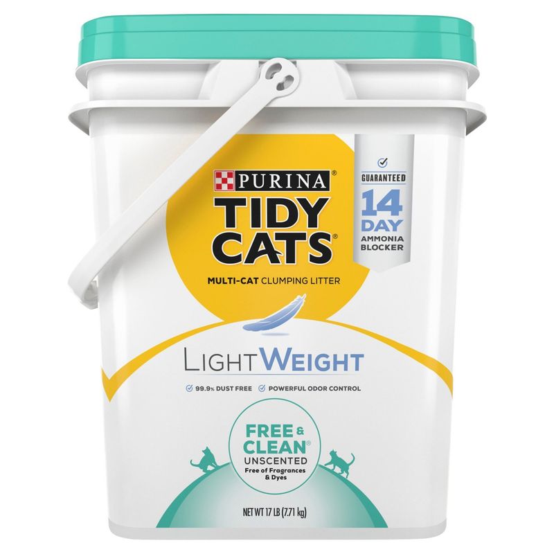 Purina Tidy Cats Free &amp; Clean LightWeight Unscented Multi-Cat Clumping Litter, 17 lb
