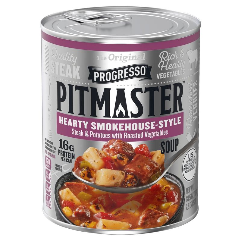 Progresso Pitmaster Hearty Smokehouse-Style Steak &amp; Potatoes with Roasted Vegetables Soup, 18.5 oz