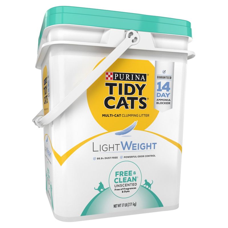 Purina Tidy Cats Free &amp; Clean LightWeight Unscented Multi-Cat Clumping Litter, 17 lb