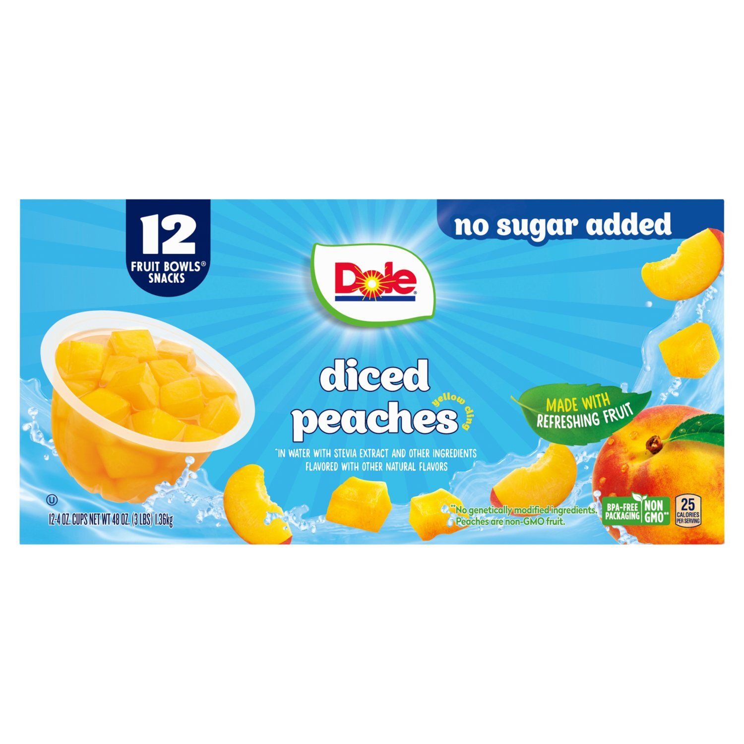 Dole Diced Peaches, 4 oz, 12 count