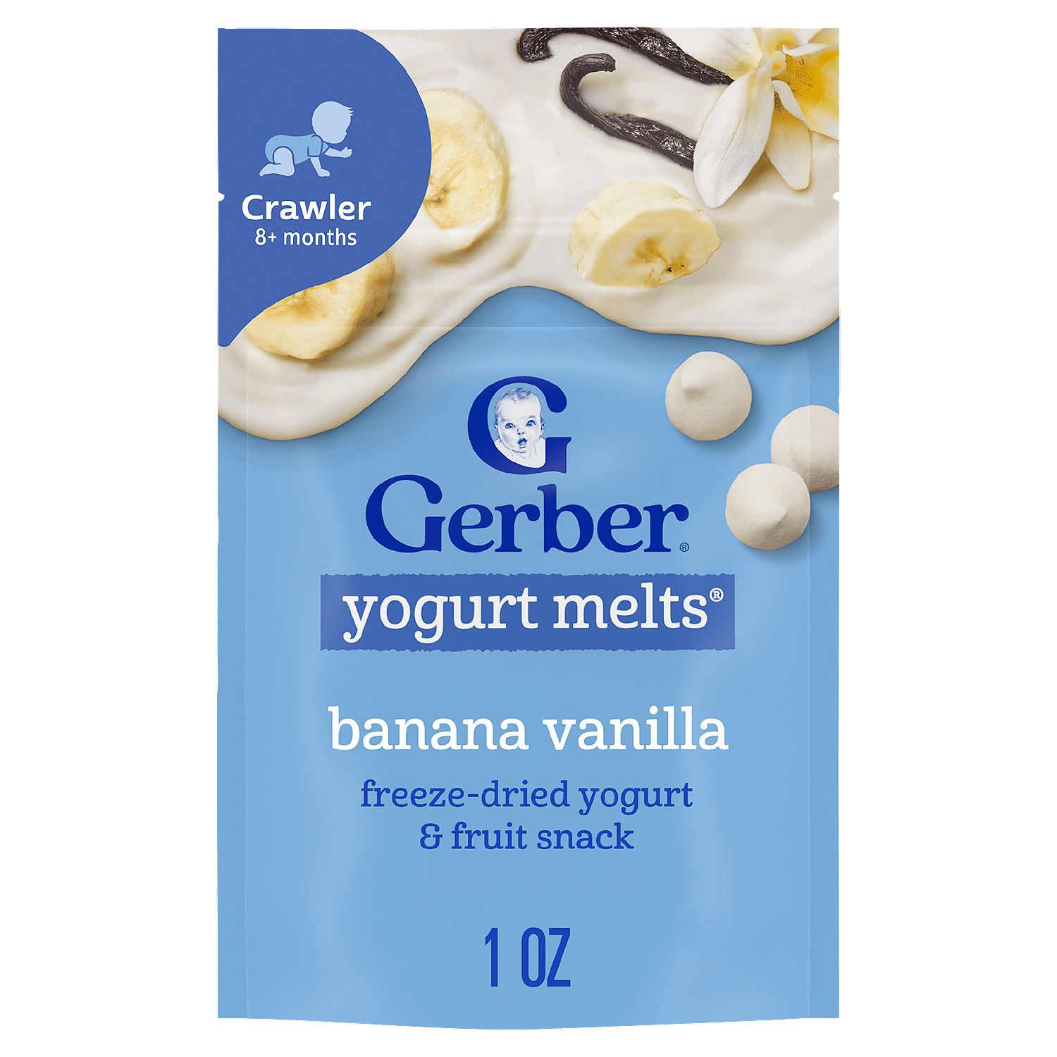 Gerber Banana Vanilla Yogurt Melts Baby Food, Crawler 8+ months, 1.0 oz