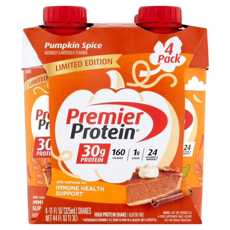 Premier Protein Pumpkin Spice High Protein Shake Limited Edition, 11 fl oz, 4 count