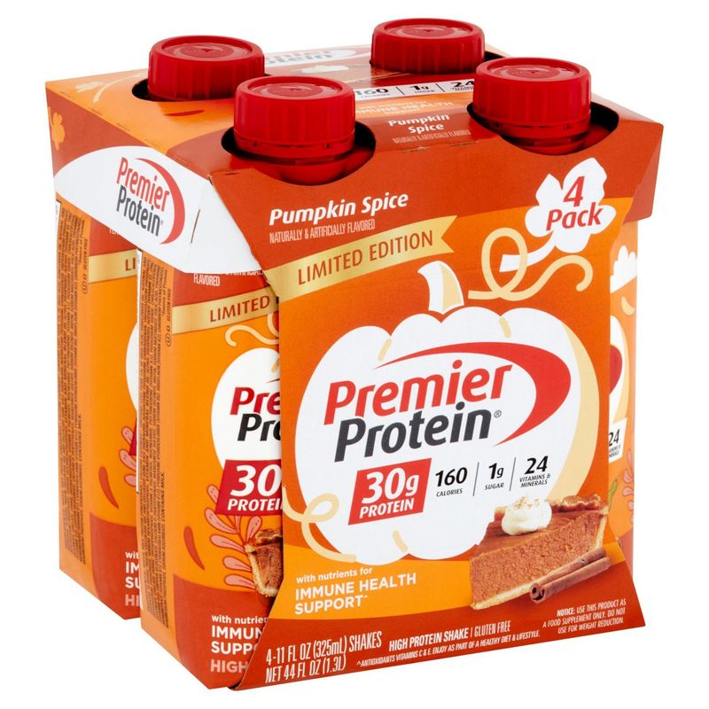 Premier Protein Pumpkin Spice High Protein Shake Limited Edition, 11 fl oz, 4 count