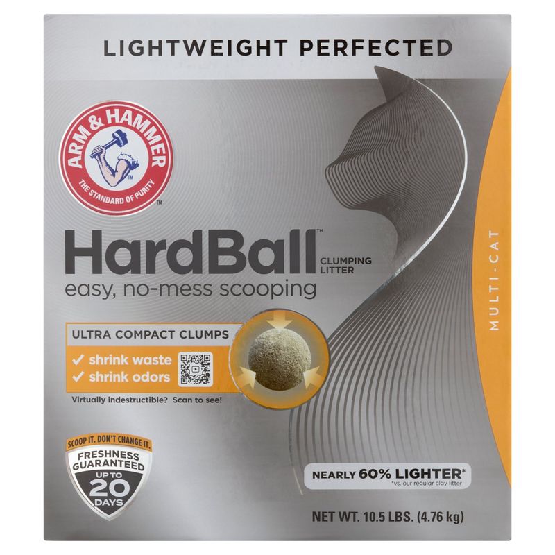 Arm &amp; Hammer Hardball Lightweight Perfected Multi-Cat Clumping Litter, 10.5 lbs