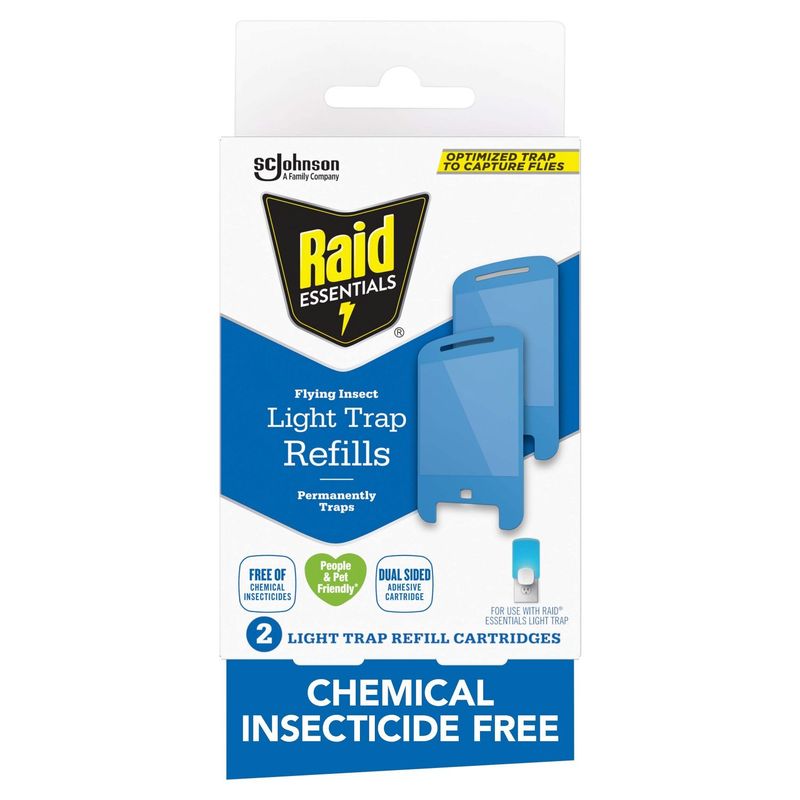 Raid Essentials Flying Insect Light Trap Refills Cartridges, 2 count