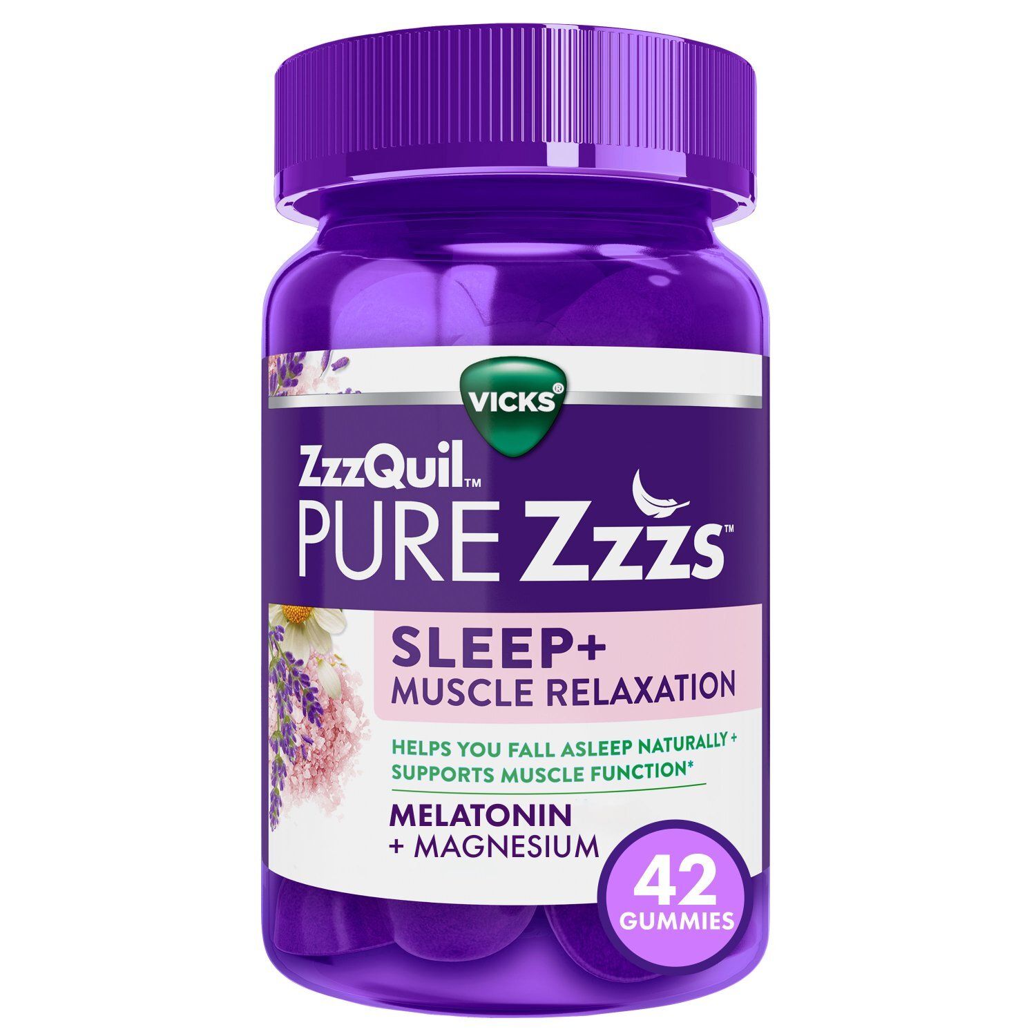 ZzzQuil PURE Zzzs Sleep+ Muscle Relaxation Melatonin Sleep Aid Gummies, Supports Healthy Muscle Fun