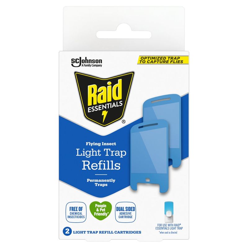 Raid Essentials Flying Insect Light Trap Refills Cartridges, 2 count