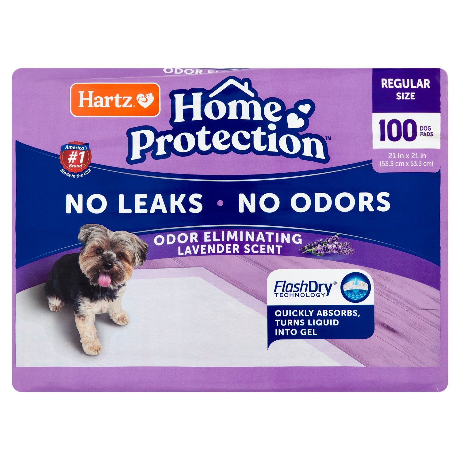 Hartz Home Protection Odor Eliminating Lavender Scent Dog Pads Regular Size, 100 count