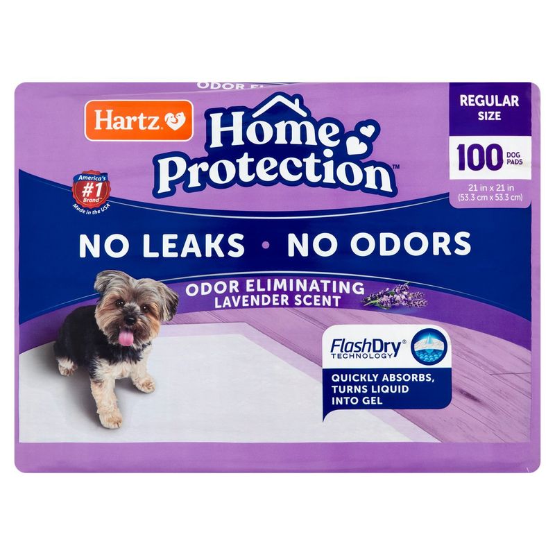 Hartz Home Protection Odor Eliminating Lavender Scent Dog Pads Regular Size, 100 count