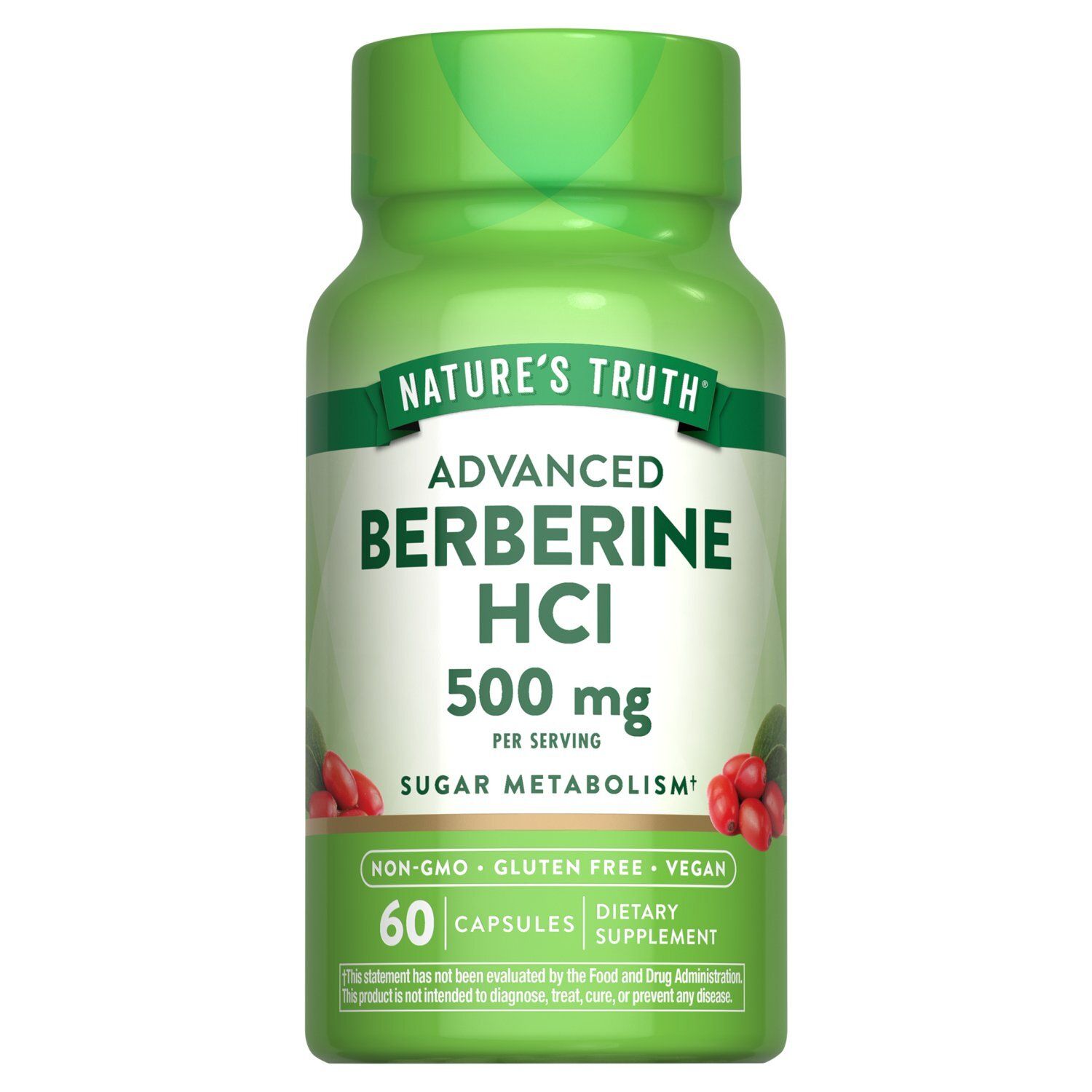 Nature's Truth Advanced Berberine HCl Dietary Supplement, 500 mg, 60 count