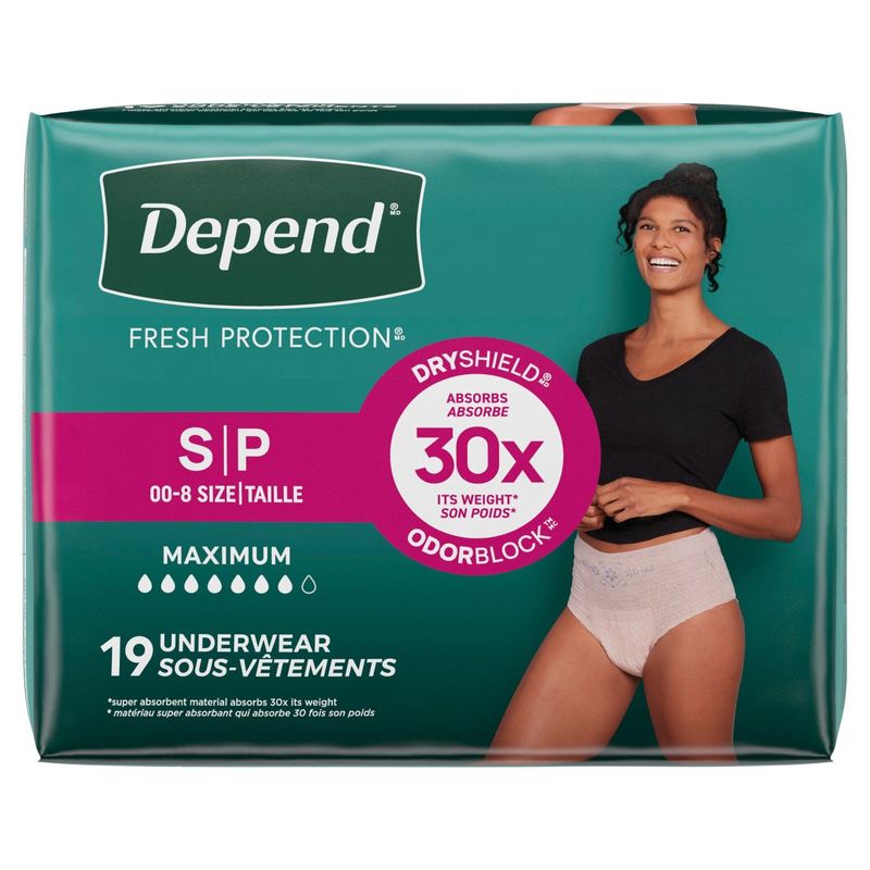 Depend Fresh Protection Maximum Underwear, Size S, 19 count