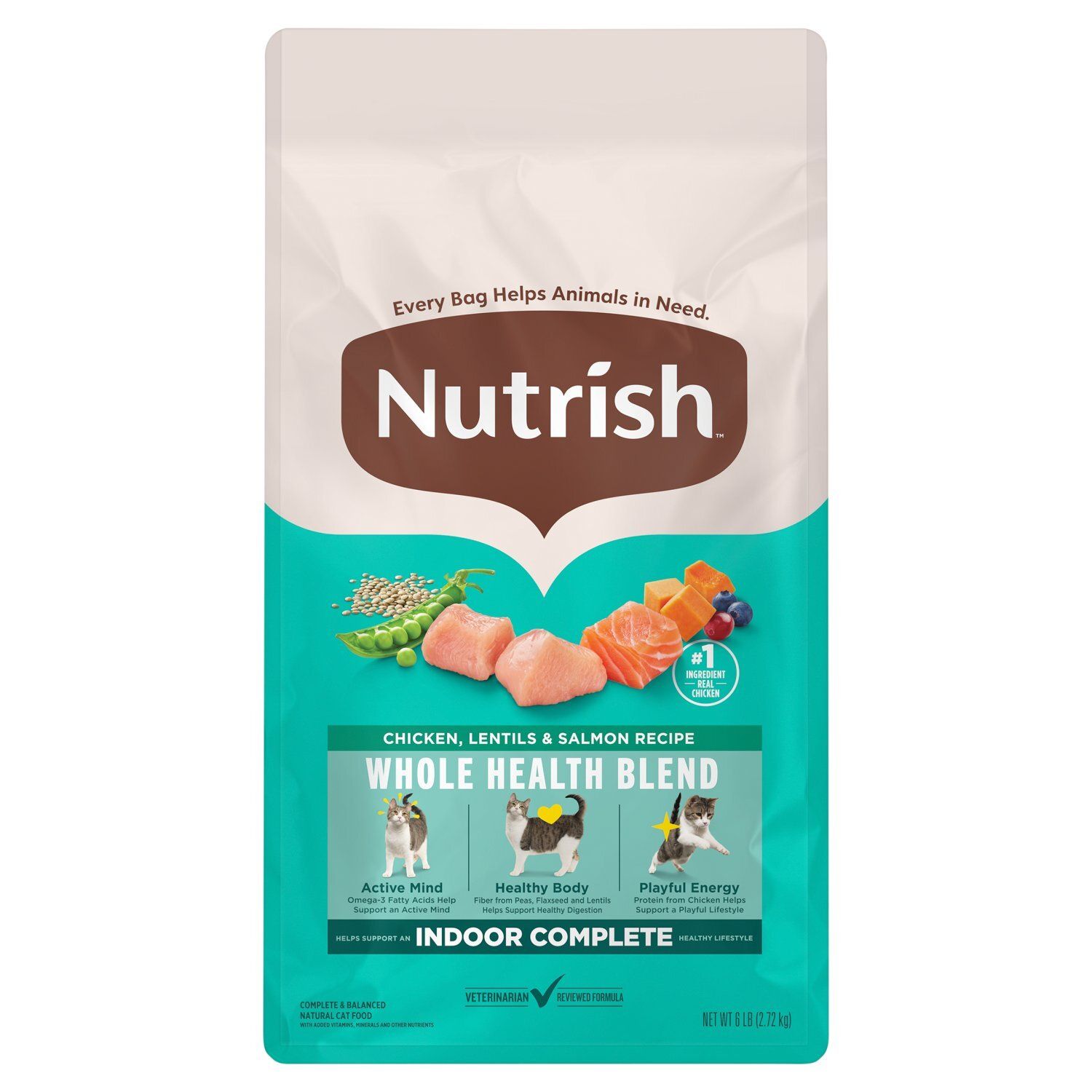 Nutrish Indoor Complete &amp; Balanced Natural Cat Food, 6 lb