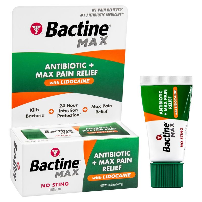 Bactine Antibiotic + Max Pain Relief with Lidocaine Ointment, 0.5 oz