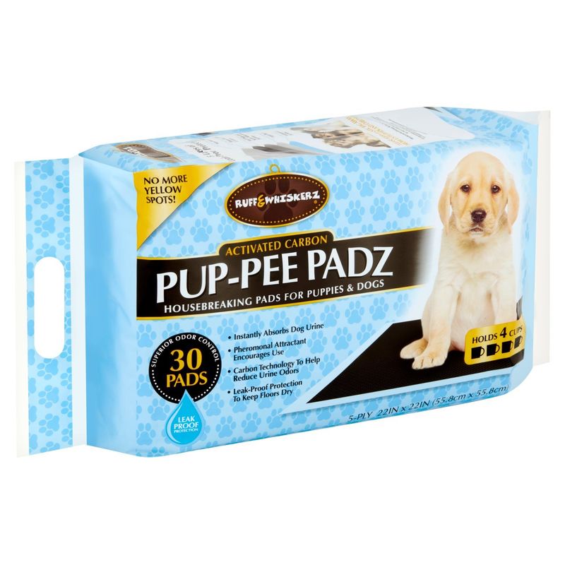 Ruff &amp; Whiskerz Pup-Pee Padz Activated Carbon 5-Ply Housebreaking Pads for Puppies &amp; Dogs, 30 count