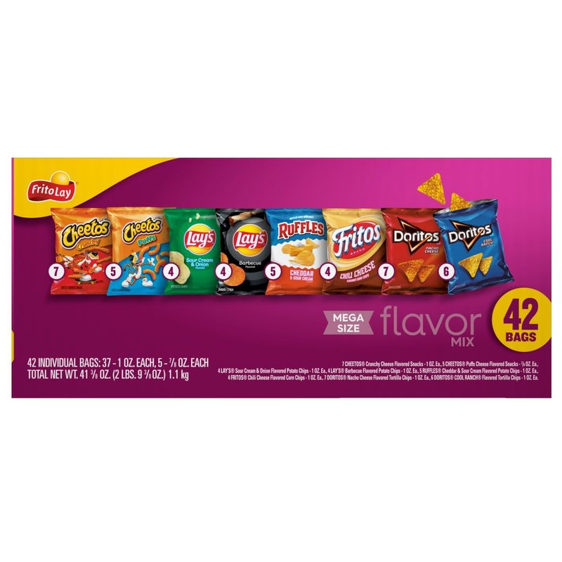 Frito Lay Snacks Flavor Mix Variety Pack 41 3/8 Oz, 42 Count