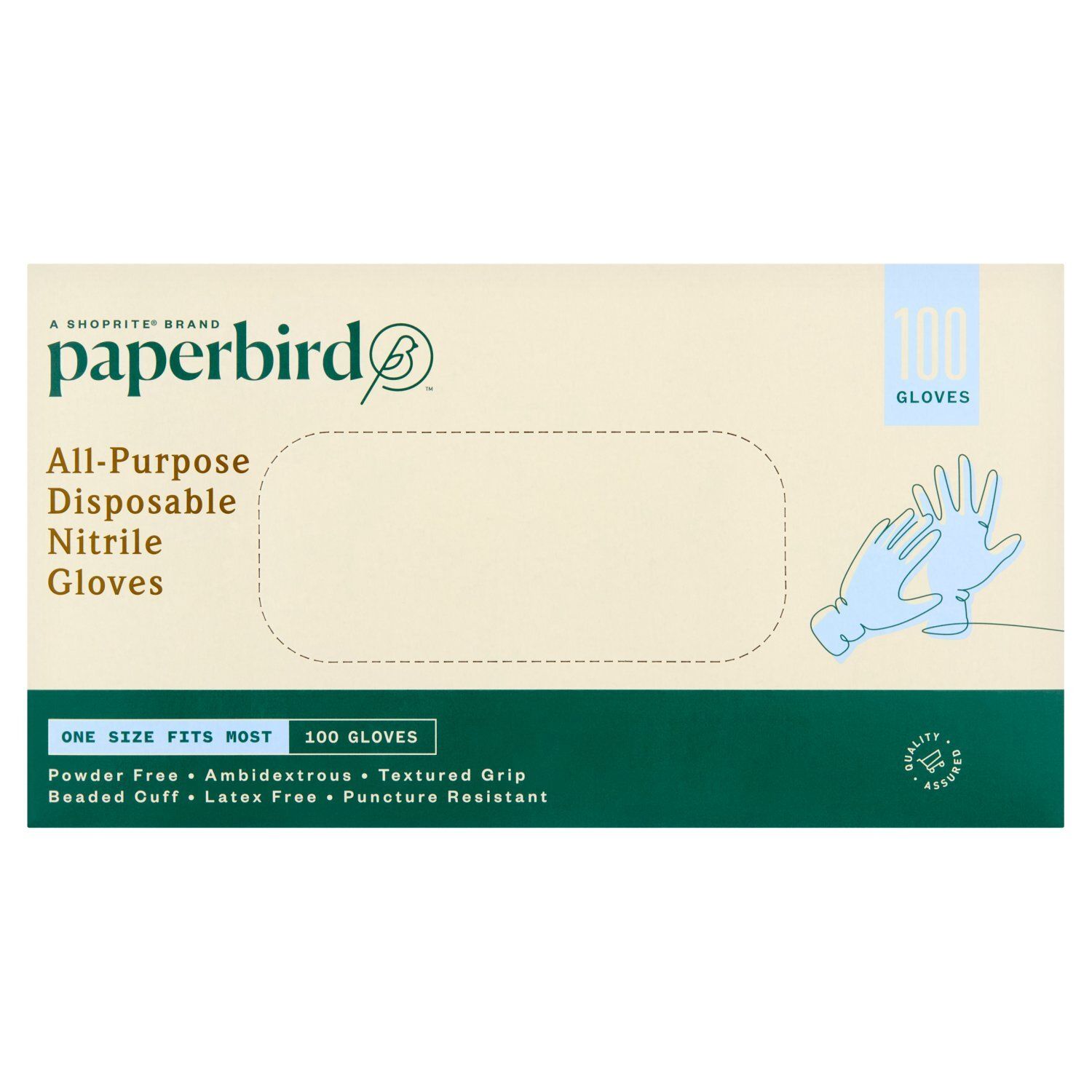 Paperbird All-Purpose Disposable Nitrile Gloves, 100 count