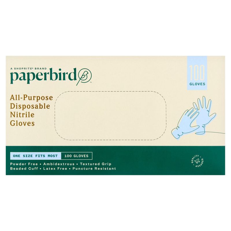 Paperbird All-Purpose Disposable Nitrile Gloves, 100 count