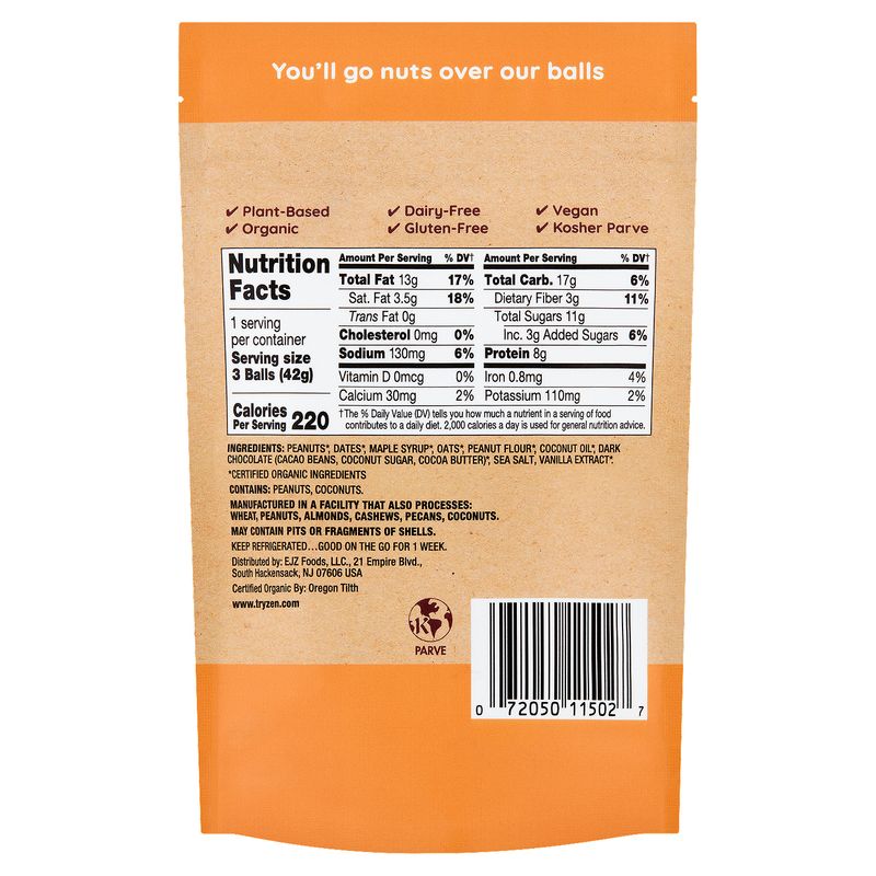 Zen Chocolate Peanut Butter Balls, 3 count, 1.5 oz