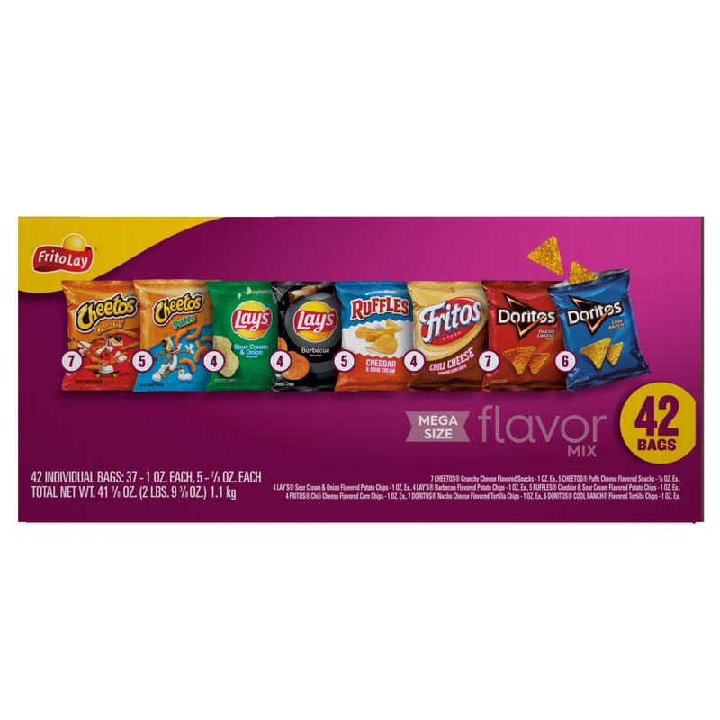 Frito Lay Snacks Flavor Mix Variety Pack 41 3/8 Oz, 42 Count