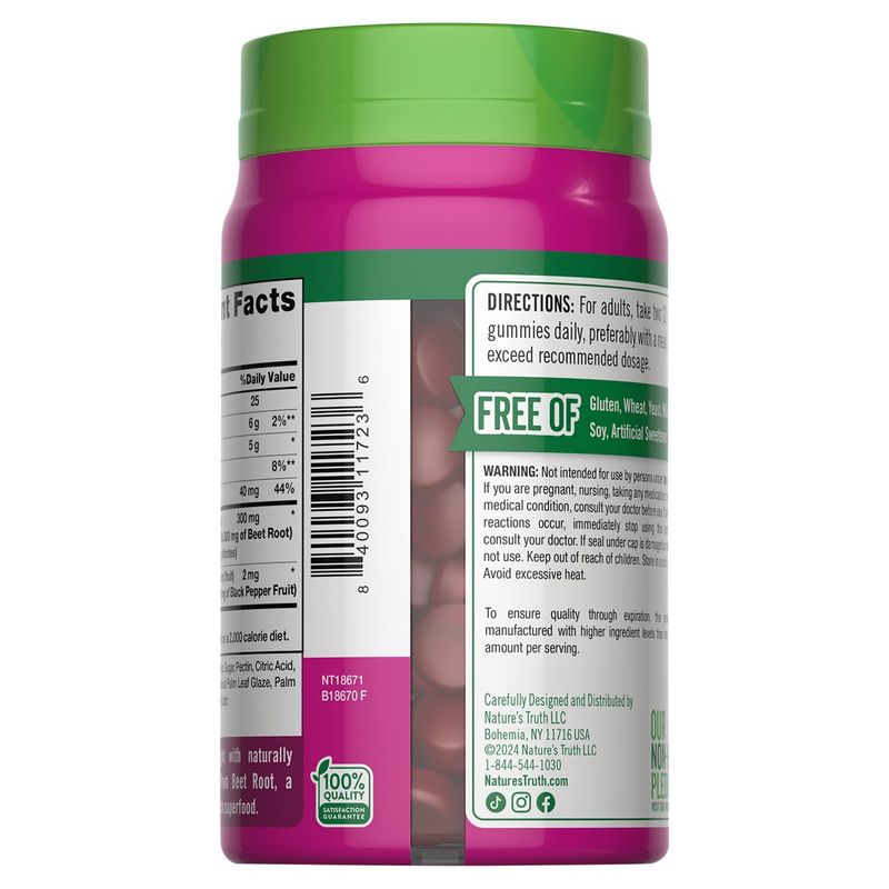 Nature's Truth Superfood Delicious Strawberry Flavor Beet Root Gummies Dietary Supplement, 60 count