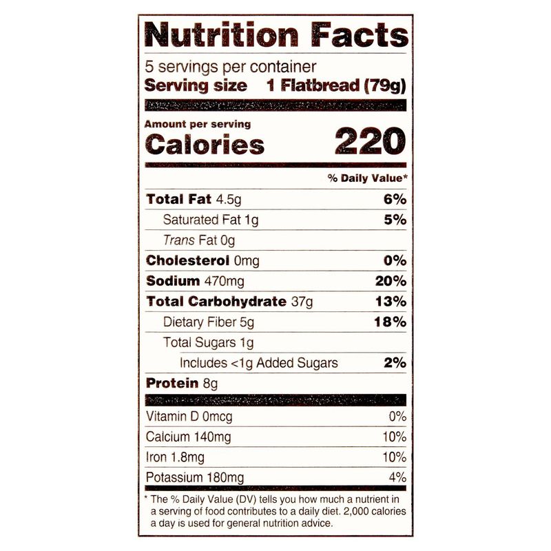 Toufayan Bakeries Hearth Baked Hearty Wheat Flat Bread, 5 count, 14 oz