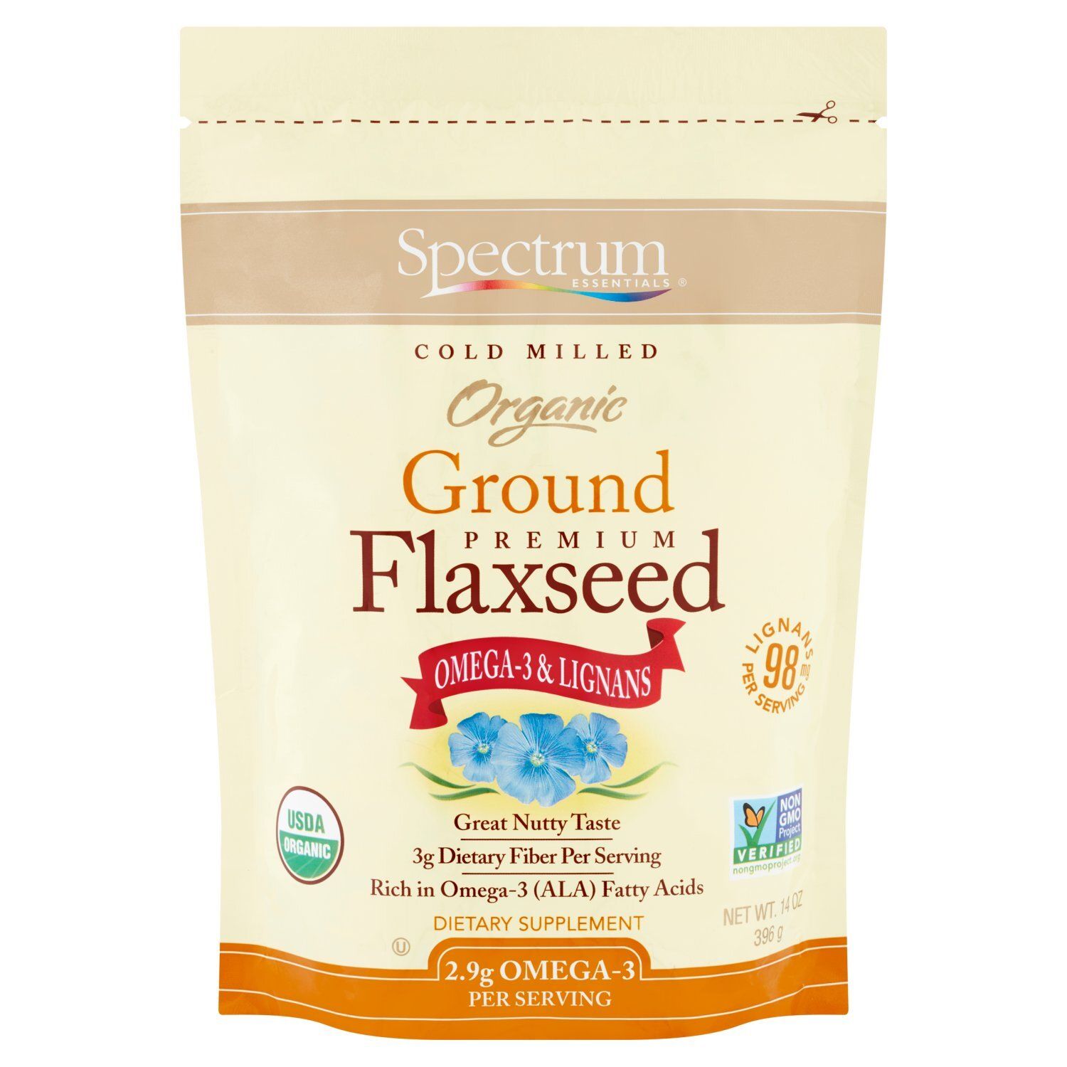 Spectrum Essentials Organic Ground Premium Flaxseed Dietary Supplement, 14 oz