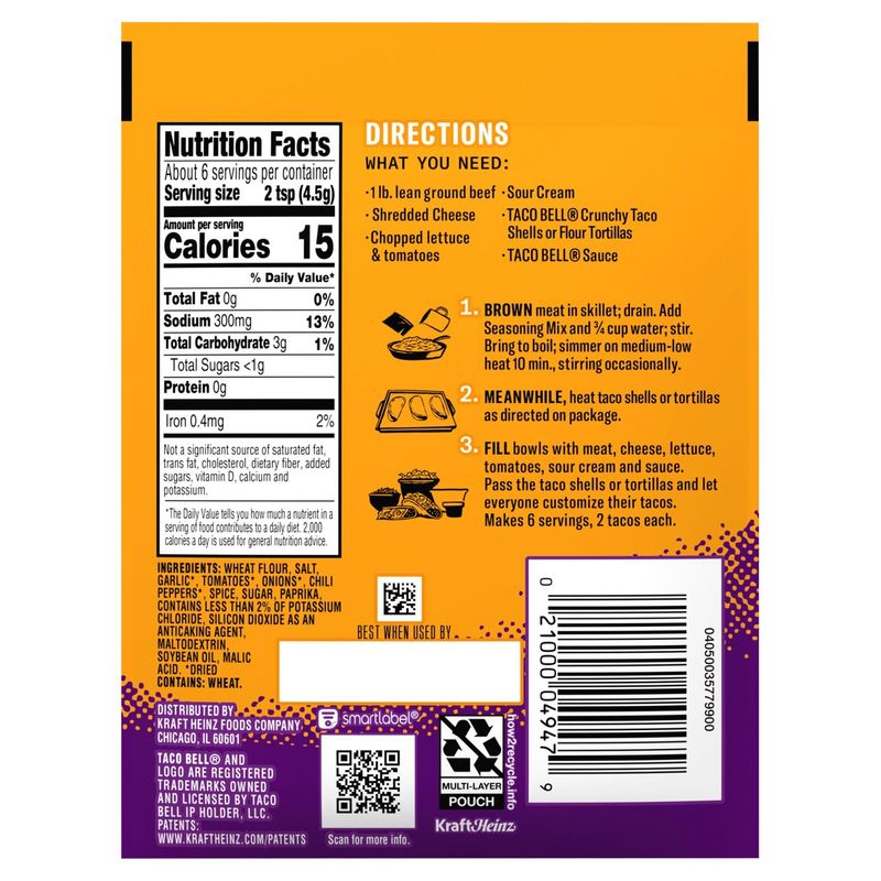 Taco Bell Mild Taco Seasoning Mix, 1 oz