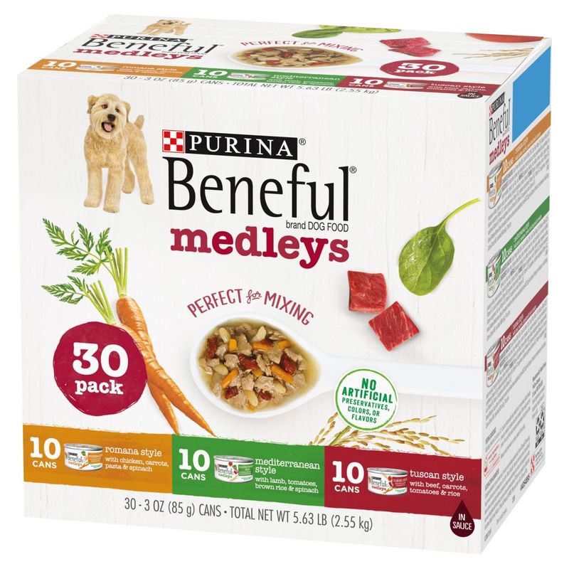 Purina Beneful Medleys Dog Food, 3 oz, 30 count