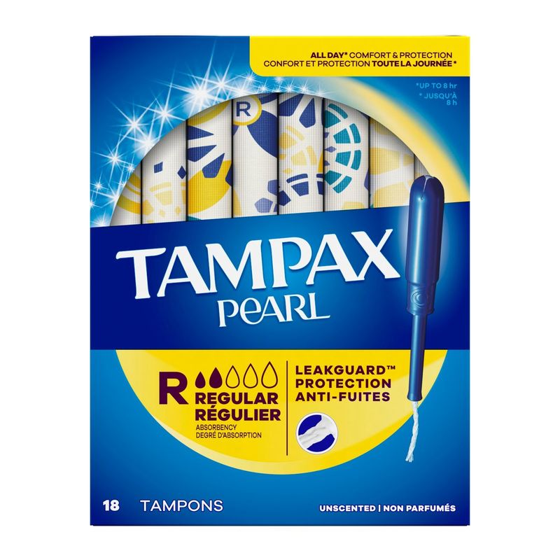 Tampax Pearl Regular Absorbency Unscented Tampons, 18 count