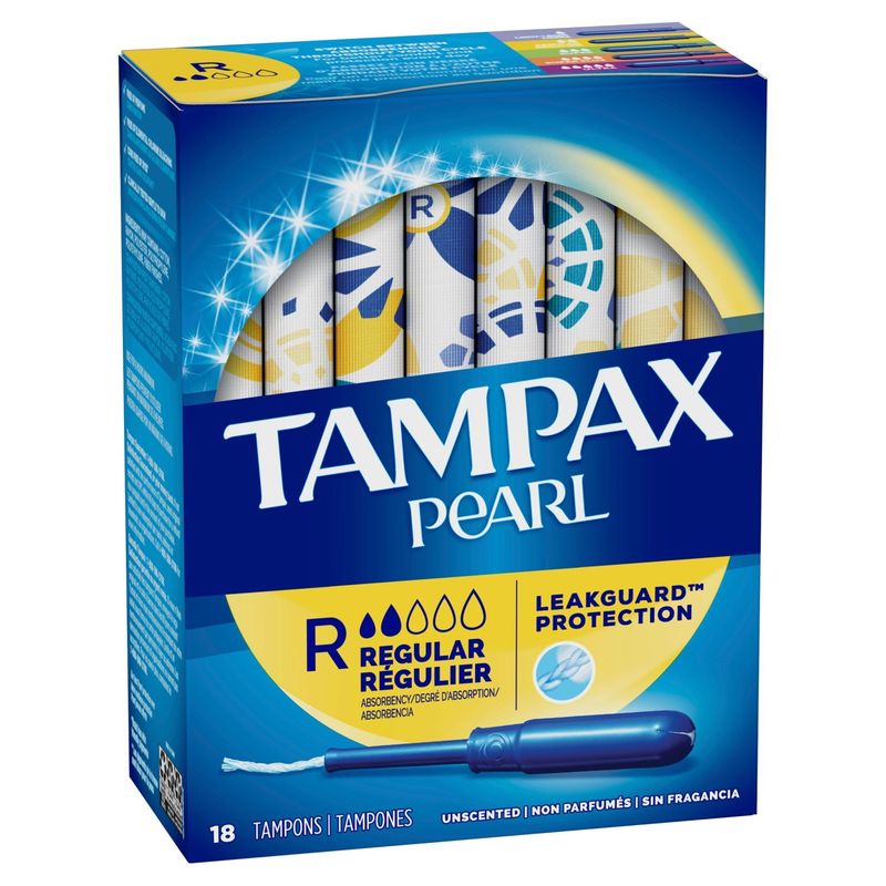 Tampax Pearl Regular Absorbency Unscented Tampons, 18 count