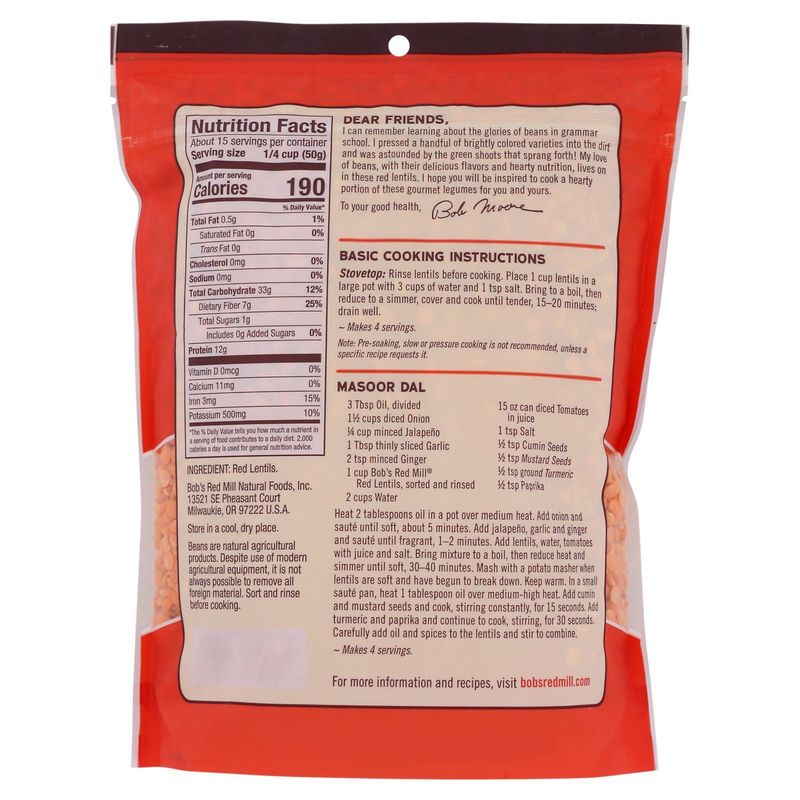 Bob's Red Mill Red Lentils, 27 oz