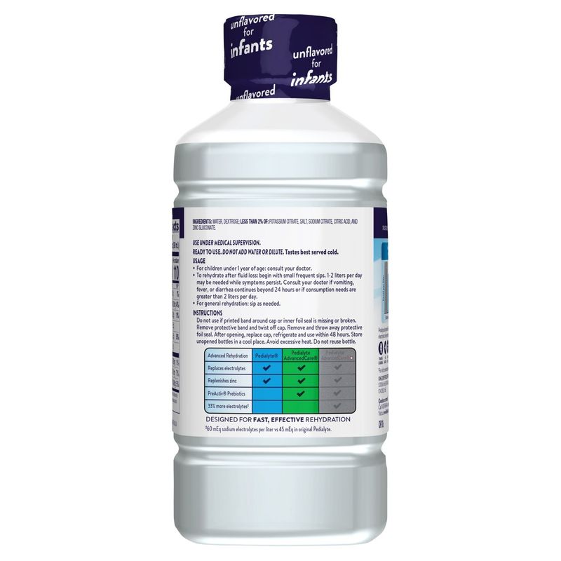 Pedialyte Unflavored Electrolyte Solution, 33.8 fl oz