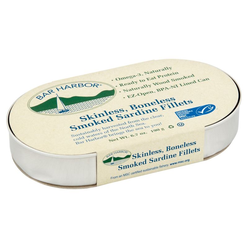 Bar Harbor Skinless, Boneless Smoked Sardine Fillets, 6.7 oz