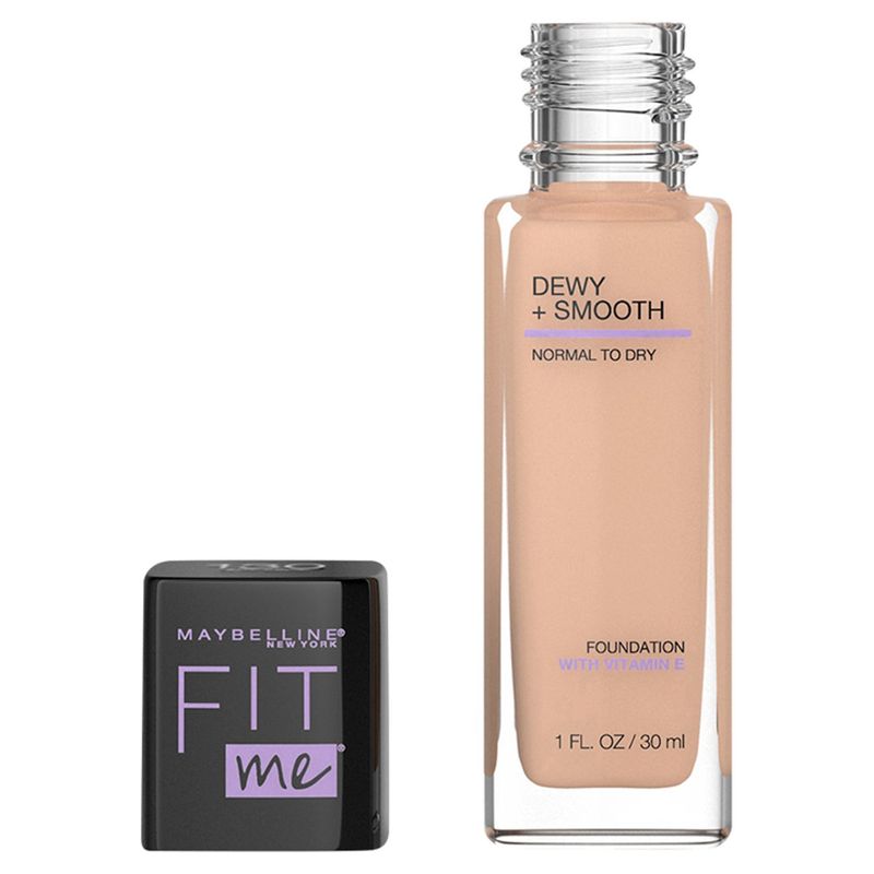 Maybelline Fit Me Dewy + Smooth Liquid Foundation Makeup with SPF 18, Buff Beige, 1 fl. oz.