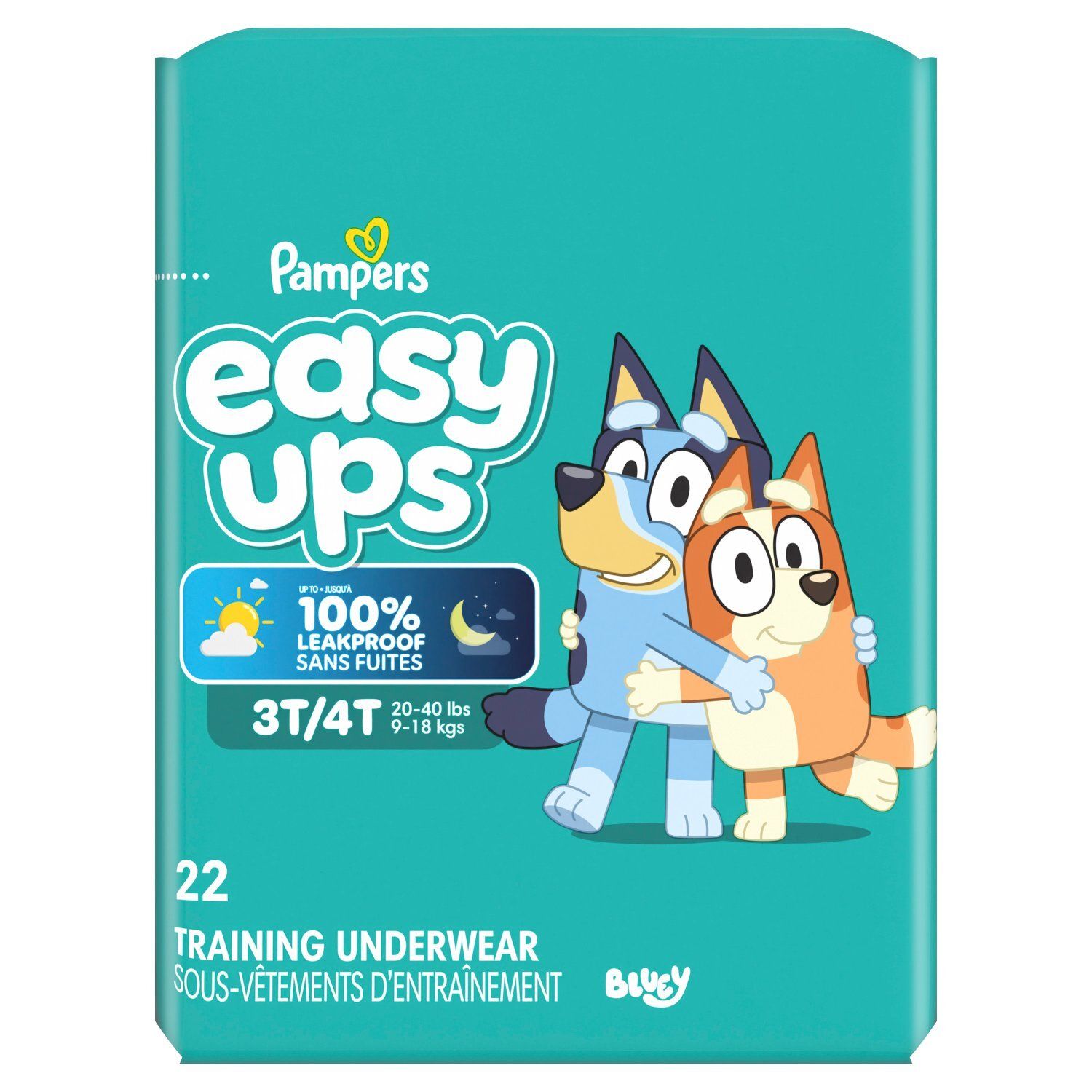 Pampers Easy Ups Bluey Training Underwear Jumbo Pack, Size 3T/4T, 20-40 lbs, 22 count