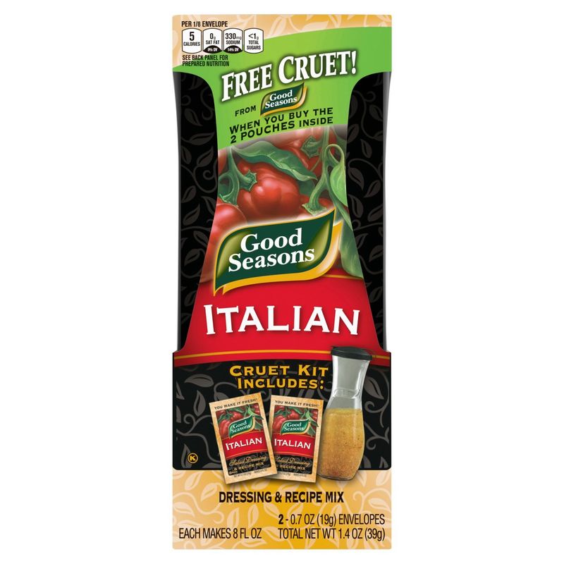 Good Seasons Italian Dressing &amp; Recipe Mix Cruet Kit, 0.7 oz, 2 count