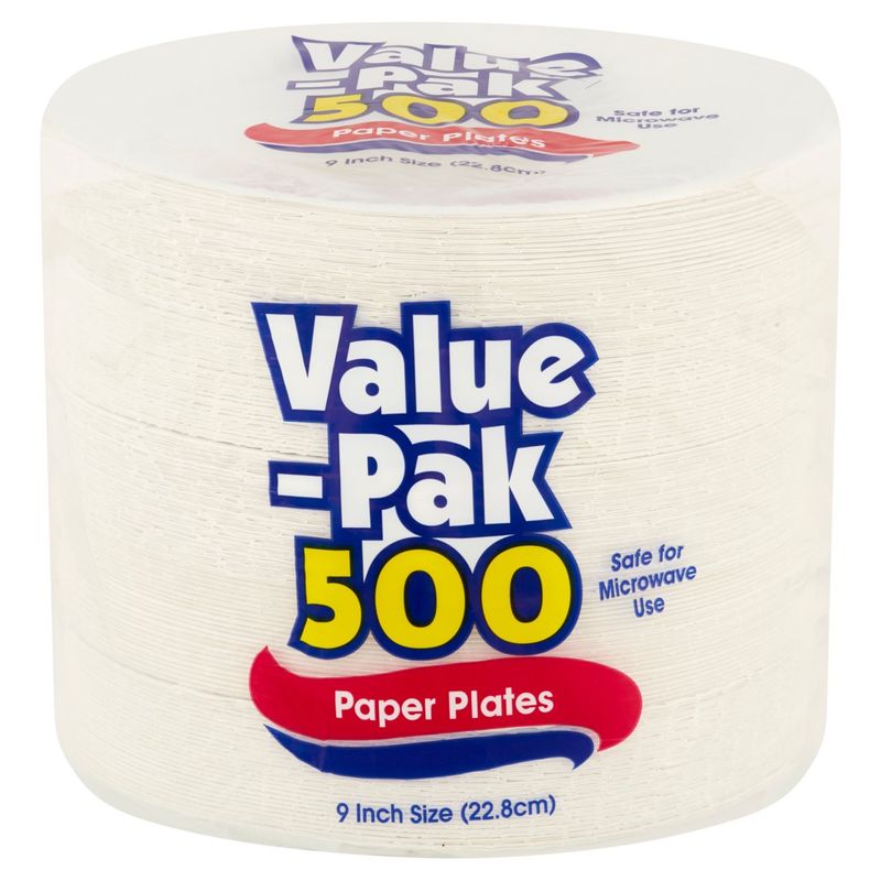 9 Inch Size Paper Plates Value-Pak, 500 count