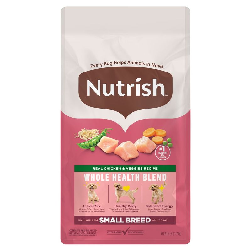 Nutrish Real Chicken &amp; Veggies Recipe Complete &amp; Balanced Natural Food for Dogs, 6 lb